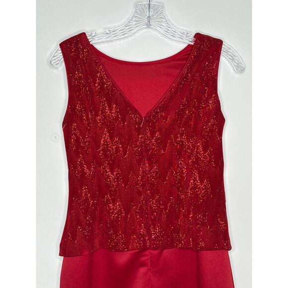 Vintage 80's-90's Patra Petite Red Sparkle Formal Evening Dress Made in USA 8 p - Picture 7 of 15
